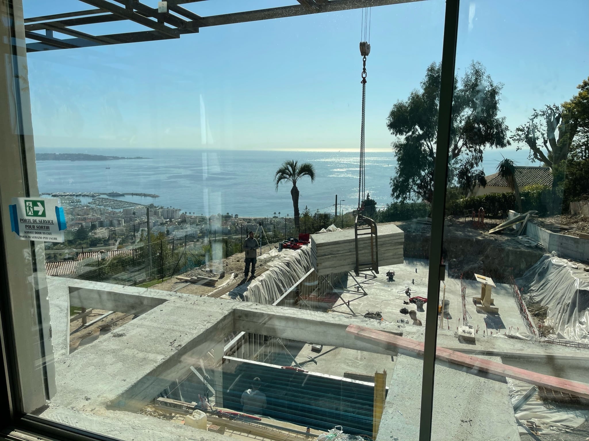 Construction villa neuve Vallauris - Chantier avec vue mer panoramique