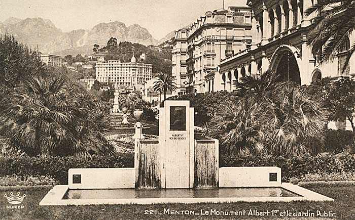 Monument à Albert Ier dans les jardins Biovès à Menton